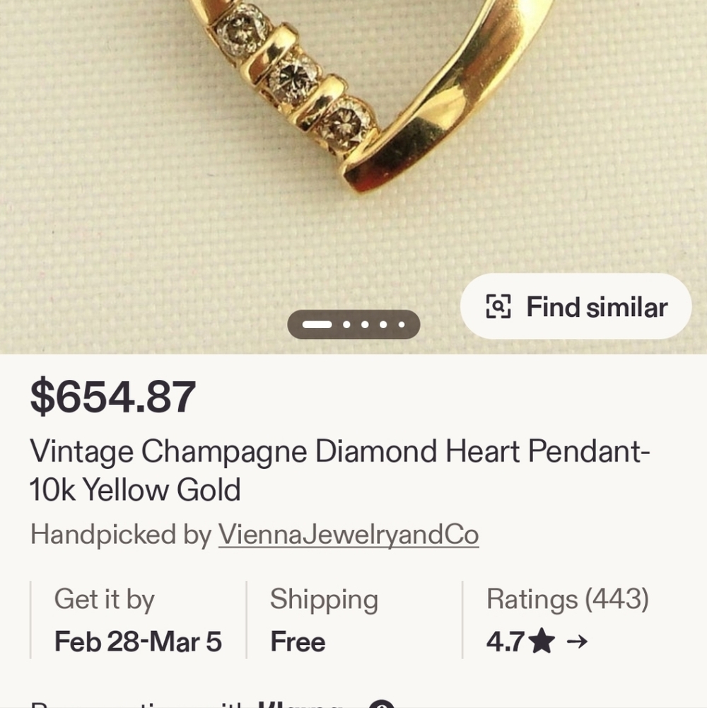 10 Kt Gold Heart Pendant - Picture 4 of 5